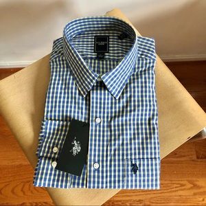 NWT US Polo Assn. Blue/Yellow Plaid Button Down